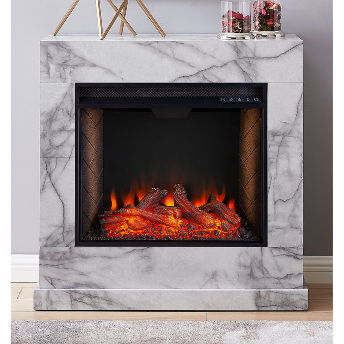 Wrought Studio Dendale Faux Marble Electric Fireplace Wayfair.ca